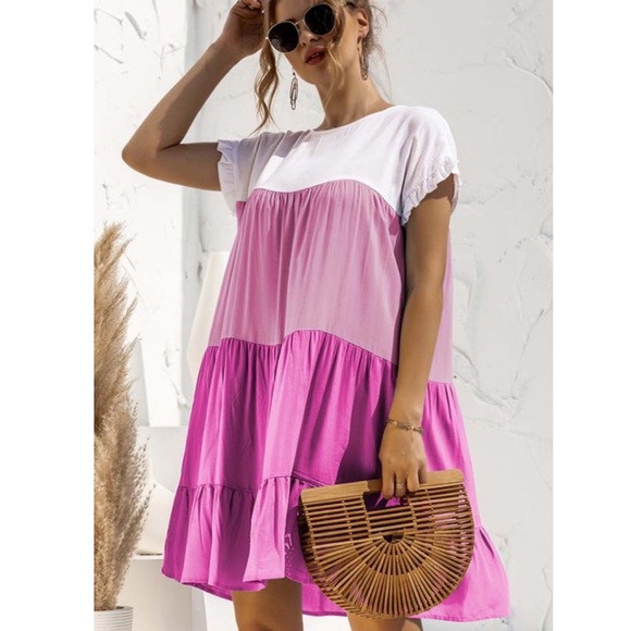 Boho spring summer ruffle trim mini dress - Picture 8 of 12